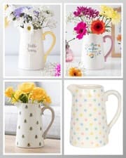 Image of Various Ceramic 17cm Flower Jugs including Bee Print Perfect Gift for the Home