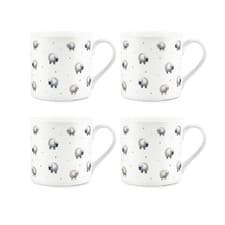 Image of Spring Sheep Bone China Mugs Set of 4 - Countryside Farm Animals Gifts