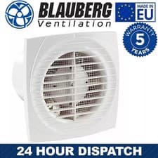 Image of Blauberg Slimline Bathroom Extractor Fan Timer Humidity Kitchen Wall Ceiling Ven
