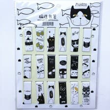 Image of 18pc Funny Black White Kitten Cats Magnetic Bookmarks Book Markers With Magnet