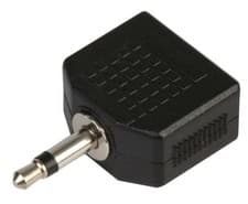Image of DUAL 3.5MM MONO JACK SOCKETS TO 1 X 3.5MM MONO JACK PLUG AUDIO ADAPTER CONVERTER
