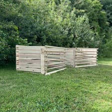 Image of Wooden Slatted Garden Composters Wood Compost Bin (65cm x 120cm) - Pack of 2