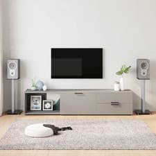 Image of Speaker Stands 2pcs Black & Silver Tempered Glass 2 Pillars Design vidaXL