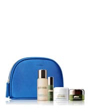 Image of La Mer 5 Piece Skincare Set with Blue Cosmetic Bag