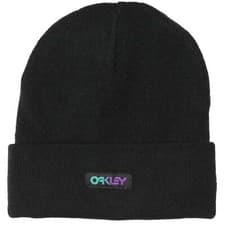 Image of Oakley B1B Gradient Patch Beanie Blackout Fine Knit Warm Winter Mens Unisex Hat