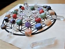 Image of Crystal Grid Kit Set Velvet Cloth Love Protection Healing Reiki Sacred Geometry