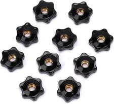 Image of Mozeat Lens 10 Pack 6 Star Knobs 1/4 Inch 20 Female Threaded 1/4“-20, Black