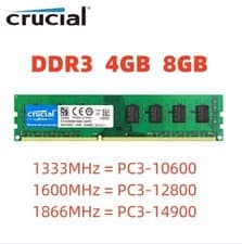 Image of CRUCIAL DDR3 4GB 8GB 1333 1600 1866 Desktop RAM Memory DIMM 240pins DDR3 16GB 32