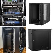 Image of 9U Server Rack Network Cabinet 19in 320x300x480mm Black Wall Mountable Lockable