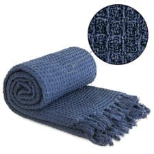 Image of Throw Blanket for Sofas Bed Runner Honeycomb Waffle Soft Cotton Honeycomb
