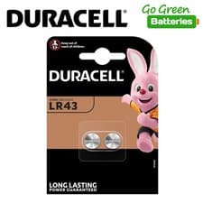 Image of Duracell LR43 Batteries 2 Pack 1.5v Alkaline Button Cell  186 V12GA Long Expiry