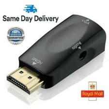 Image of HDMI to VGA Adapter Converter with 3.5mm Audio Jack Cable Male to Female Connect