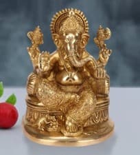 Image of Hindu God Lord Brass Ganesha Statue Ganesh Idol for Home Decor Figurine