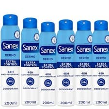 Image of 6 X 200ml SANEX Dermo Extra Control 48H Anti-Perspirant MAX Protection Deodorant
