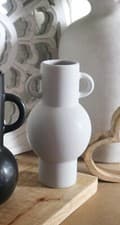 Image of Sass & Belle Greek Style Amphora Ceramic Vase Pot Holder In Light Grey 20cm