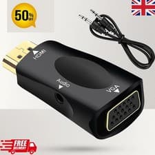 Image of HDMI to VGA Adapter Converter with 3.5mm Audio Jack Cable Male to Female Connect