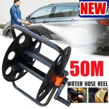 Image of 50m Reinforced Tough Garden Hose Pipe Reel Cart Trolley Free Standing Portable