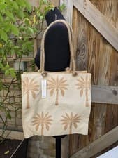 Image of Accessorize Embroidered Beach Bag Cotton and Jute Bnwt
