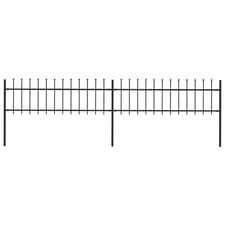 Image of Garden fence 3.4m x 110cm Black Powder-Coated Steel Spear Top 2-Panels 3 Posts.