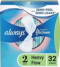 Image of Always Infinity Feminine Pads with Wings | 32 pads | Size 2 | Heavy Flow
