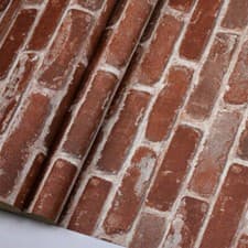 Image of Realistic Look Red Gray Brick Wallpaper Rustic 3D Effect Slat Stone Wallpaper