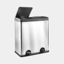 Image of VonHaus 60L 2in1 Recycle Bin 2 Compartments Removable Pedal Silver/Black P1/2