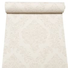 Image of Cream Floral Damask Wallpaper Beige Textured Feature Paste Wall Bedroom Office