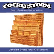 Image of 2ft-6ft High Overlap Timber Garden Fence Panels(Golden Brown & Chestnut Brown)