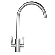 Image of Franke Kitchen Tap Monobloc Mixer Chrome Dual Lever Brass Modern Faucet