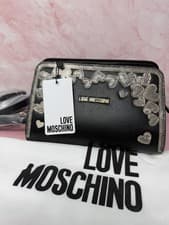 Image of Love Moschino Black Heart Crossbody Bag Gold Detail Strap BNWT