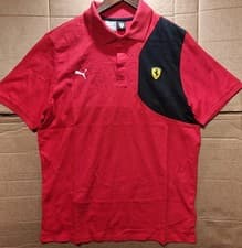 Image of Puma Ferrari Classic Logo 100% Cotton Polo Shirt, Size: Large in Red - BNWT