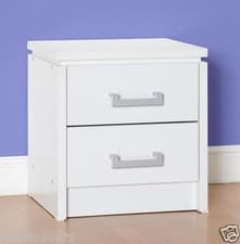 Image of White 2 Drawer Bedside Chest W44cm x D40cm x H48cm CHARLEY