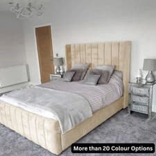Image of Panel Wingback Bed frame in All Standard UK Sizes, Optional Storage & Mattress