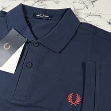 Image of FRED PERRY Mens Tennis Blue Plain Polo Shirt SIZE XL M6000 Z66 Authentic NEW