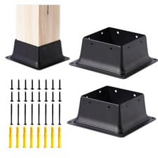 Image of Vigtayue 4x4 Post Base Anchor Kit, 2-piece, Black powder-coated, Fits 4"x4" s...