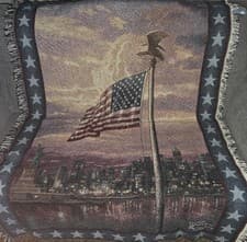 Image of Thomas Kinkade Light Of Freedom USA Flag Blanket Tapestry Patriotic 40x60 NWT