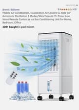 Image of SUNVOY BW-102Y Evaporative Air Cooler White 5.5L Dual Tank 60W 3-Speed NEW - G20