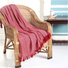 Image of Luxury 100% Cotton Woven Large Herringbone Throws For Sofas Soft Fringed Blanket