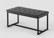 Image of Modern Upholstered Velvet Dining Bench with Black Iron Legs - Grey