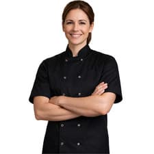 Image of Black Chefs Jacket Unisex Short Sleeve Professional Kitchen Uniform