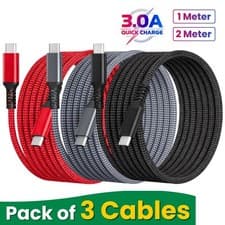 Image of Type C to Type C Cable PD 100W Fast Charger Long Braided Alloy USB-C Lead