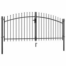 Image of Double Door Fence Gate with Spear Top Garden Yard Entryway Multi Sizes vidaXL