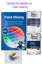 Image of DULUX PAINT ALL COLOURS MIXED TO ORDER - 1L IN SATINWOOD or HIGH GLOSS