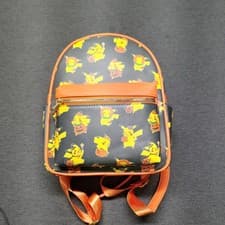 Image of Pokémon Pikachu Mini Backpack Bioworld All-Over Print Black Orange Faux Leather