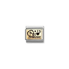 Image of Nomination Stainless Yellow Gold I Love Music Headphones Link Charm