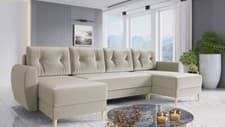 Image of Corner Sofa Bed PALERMO U with Storage Container 6 colours Springs New