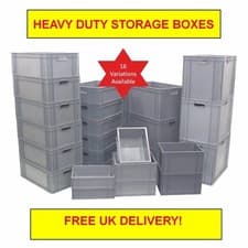 Image of Very Strong HD Commercial Type Stackable Plastic Eurobox Container Storage Boxes