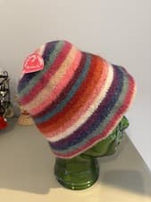 Image of Accessorize Women’s Girls Striped Multicoloured Knitted Wool Beanie Hat,BNWT