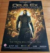 Image of Deus Ex Human Revolution Vintage (2011) Game Poster (PS3, 360) Double Sided RARE