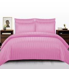 Image of 100% Cotton Duvet Cover Set Luxury Stripe Quilt Covers Bedding Set Double King